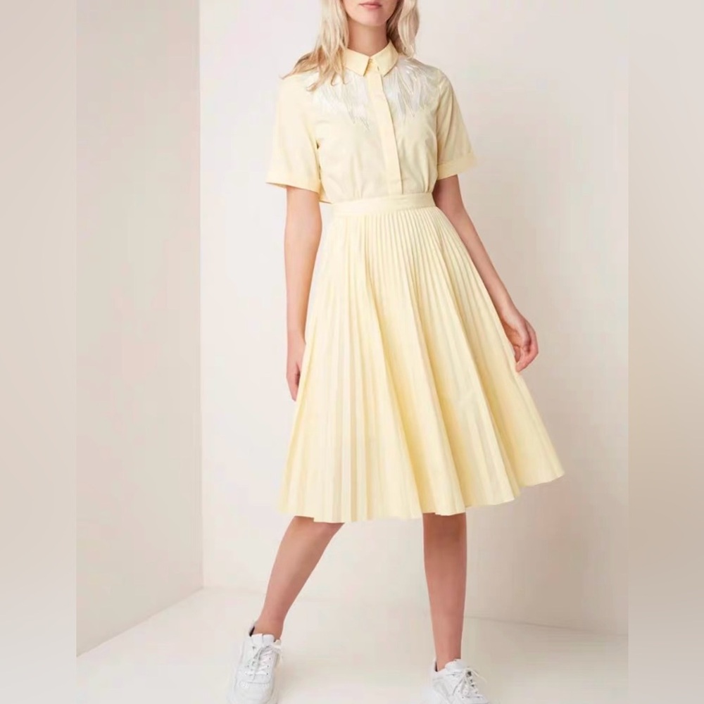 Maje Rivers Embroidered Pastel Yellow
Shirt Dress